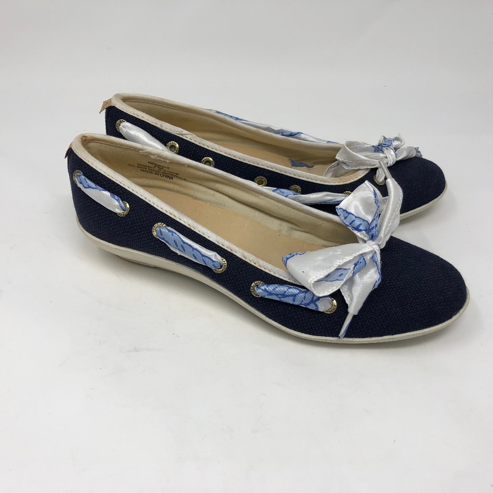 Sperry Blue Ribbon Scarf Boat Shoes 7M